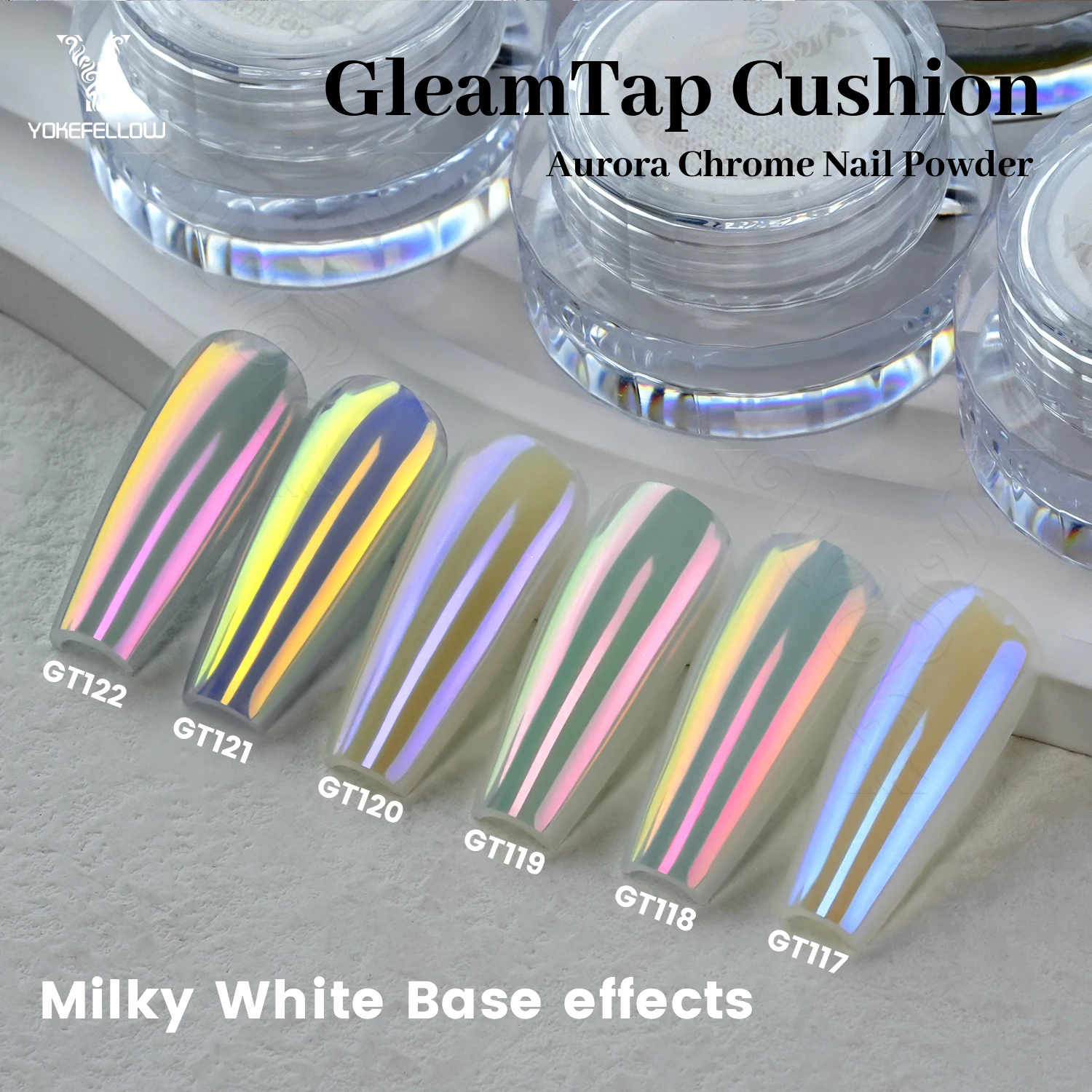 New YOKEFELLOW GleamTap Cushion Aurora Chrome Nail Powder 12Color Mermaid Aurora Effect Nail Art Glitter Decoration for Home DIY
New YOKEFELLOW GleamTap Cushion Aurora Chrome Nail Powder 12Color Mermaid Aurora Effect Nail Art Glitter Decoration for Home DIY