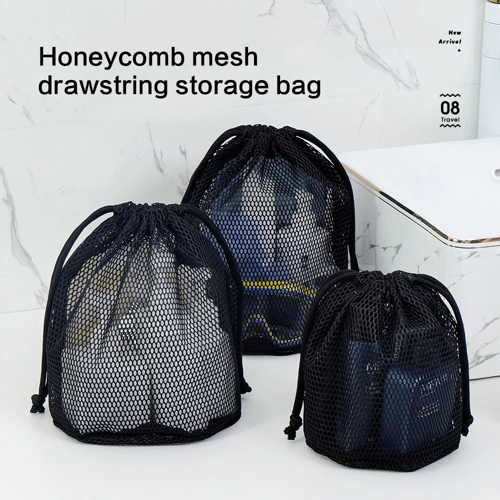 Net mesh drawstring makeup bag - Portable mesh pouch for bathroom storage, breathable water-draining, large capacity beach bag
Net mesh drawstring makeup bag - Portable mesh pouch for bathroom storage, breathable water-draining, large capacity beach bag