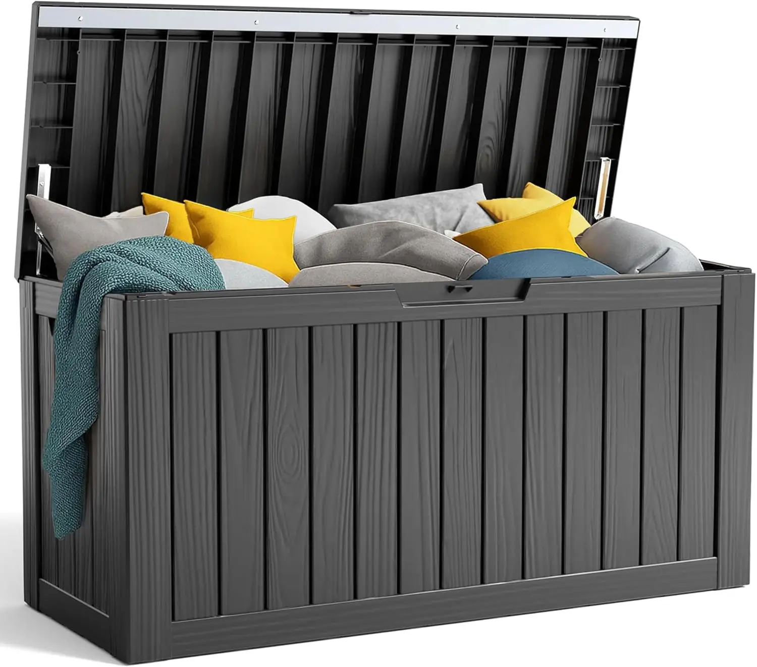 90 Gallon Outdoor Storage Box, Waterproof Deck Box for Furniture and Garden Tools, Black
90 Gallon Outdoor Storage Box, Waterproof Deck Box for Furniture and Garden Tools, Black