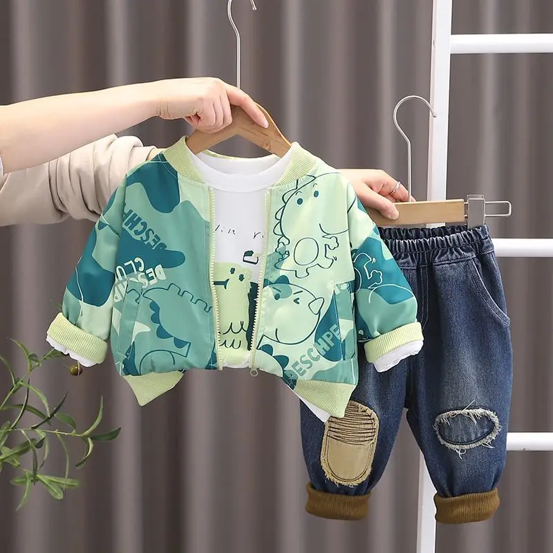 Fashion Cute Baby Boys Clothes Autumn Spring Cartoon Coat+T-shirt+Jean Pants 3Pcs Kids Jacket Casual Fashion Handsome Streetwear
Fashion Cute Baby Boys Clothes Autumn Spring Cartoon Coat+T-shirt+Jean Pants 3Pcs Kids Jacket Casual Fashion Handsome Streetwear