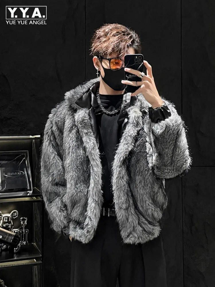 Harajuku Mens Winter Reversible Faux Fur Jacket Thick Warm Loose Fit Overcoat Fashion Designer PU Leather Hairy Stage Show Coat
Harajuku Mens Winter Reversible Faux Fur Jacket Thick Warm Loose Fit Overcoat Fashion Designer PU Leather Hairy Stage Show Coat