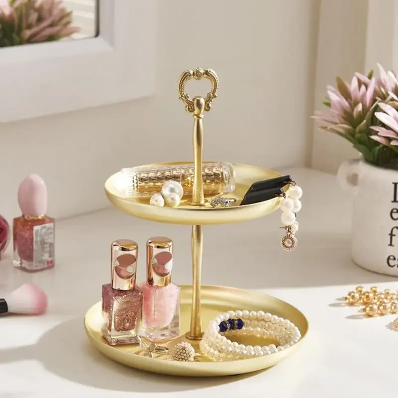 New Two-tier Golden Jewelry Tray Serving Plate Metal Tray Food Storage Ornaments Necklace Ring Earring Tray Home Decoration
New Two-tier Golden Jewelry Tray Serving Plate Metal Tray Food Storage Ornaments Necklace Ring Earring Tray Home Decoration
