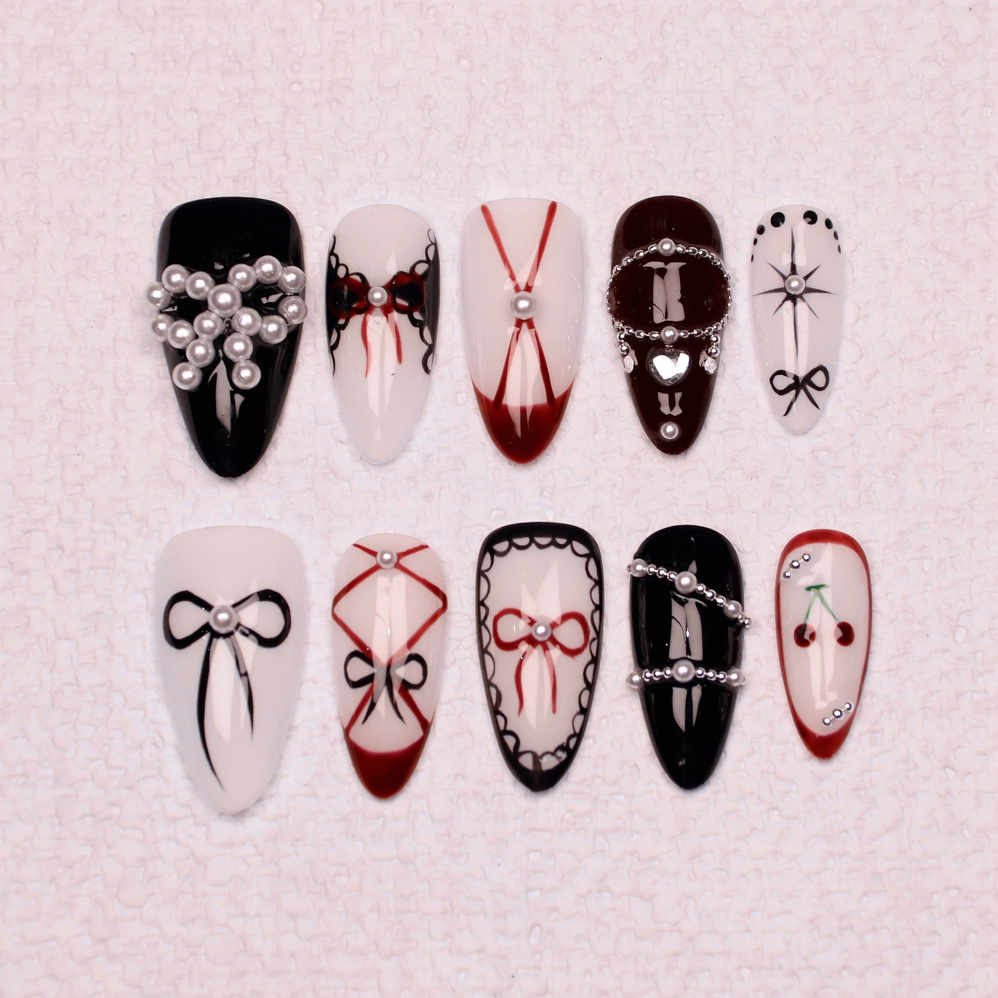 10Pcs Handmade Manicure Medium Almond Fake Nails Unique 3D New Cut Bow Press On Nails Design with Adhesive Nail File Set
10Pcs Handmade Manicure Medium Almond Fake Nails Unique 3D New Cut Bow Press On Nails Design with Adhesive Nail File Set