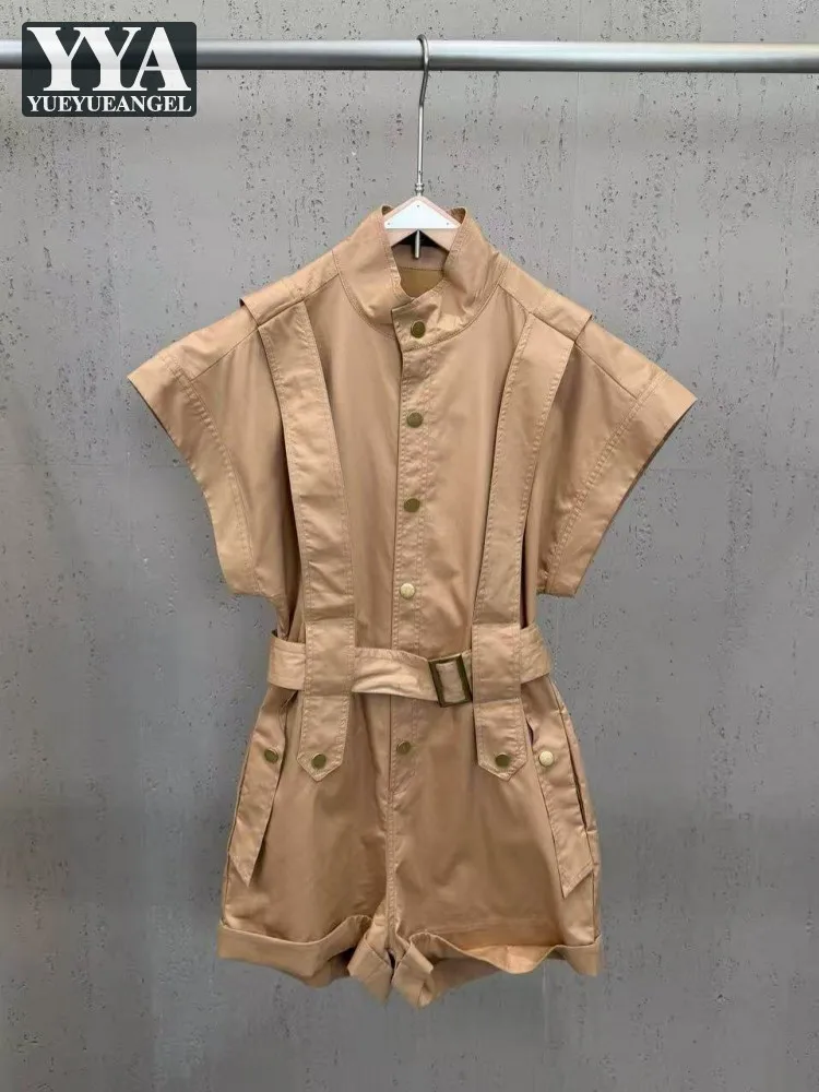 Elegant Summer Streetwear Womens Single Breasted Cargo Short Sleeves Belt Rompers Shorts Overalls Solid Color Casual Playsuits
Elegant Summer Streetwear Womens Single Breasted Cargo Short Sleeves Belt Rompers Shorts Overalls Solid Color Casual Playsuits