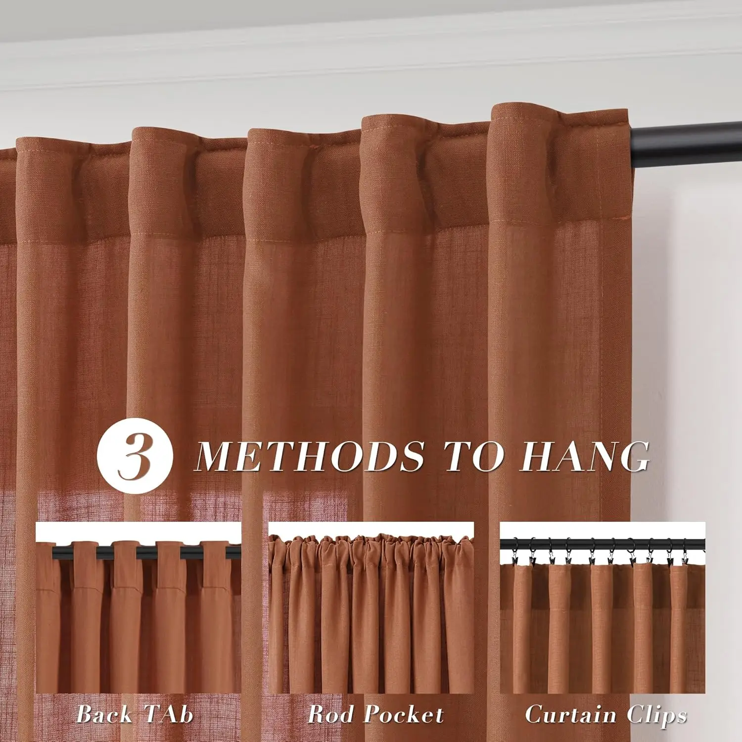 Joywell Terracotta Back Tab Linen Curtains 96 Inches Long 2 Panels For Living Room Bedroom Neutral Boho Farmhouse Rustic Light
Joywell Terracotta Back Tab Linen Curtains 96 Inches Long 2 Panels For Living Room Bedroom Neutral Boho Farmhouse Rustic Light