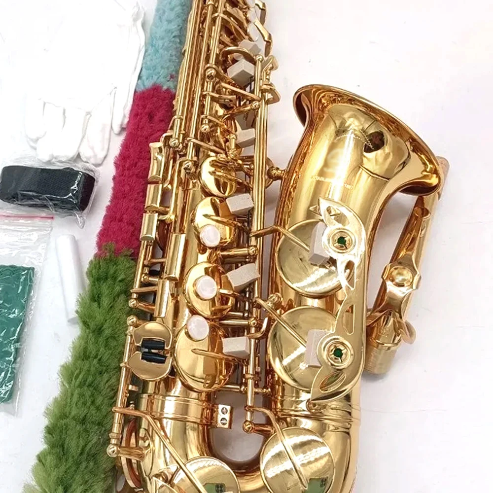 Classic 62 lacquered gold brass Eb alto saxophone one to one jazz instrument with accessories
Classic 62 lacquered gold brass Eb alto saxophone one to one jazz instrument with accessories