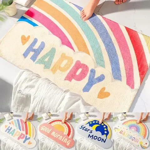 Doormat Entrance Bathroom Floor Mat Non-slip Semicircle Home Rainbow Cartoon Color Rug Dustproof Waterproof Carpet
Doormat Entrance Bathroom Floor Mat Non-slip Semicircle Home Rainbow Cartoon Color Rug Dustproof Waterproof Carpet