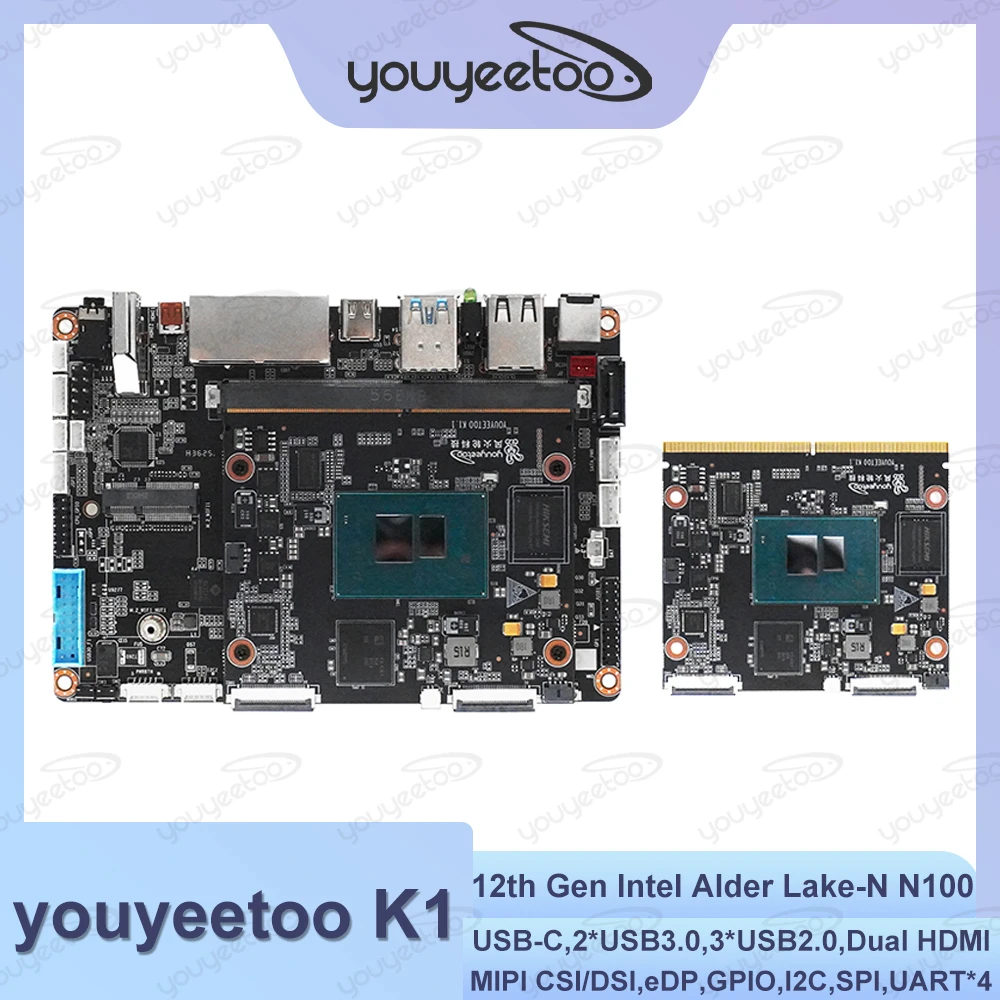 Youyeetoo K1 X86 Mini Motherboard 12th Gen Intel Alder Lake-N N100 Industrial Control Single Board Computer Windows 11/ Linux OS
Youyeetoo K1 X86 Mini Motherboard 12th Gen Intel Alder Lake-N N100 Industrial Control Single Board Computer Windows 11/ Linux OS