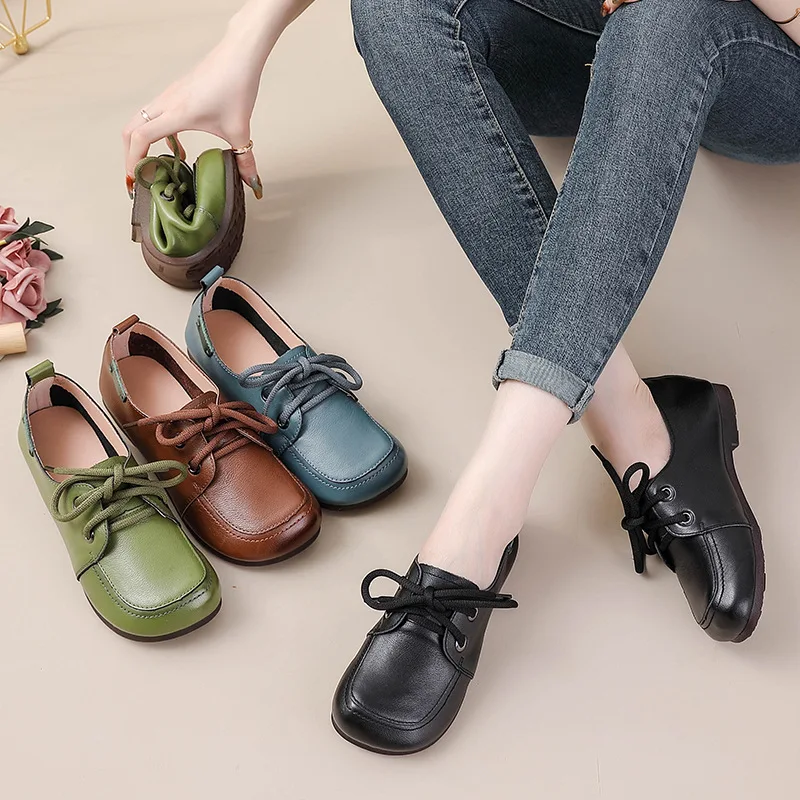 Vintage Plain Oxfords Shoes Women's Genuine Leather Flats Ladies Laced Up Moccasins Elderly Woman Square Toe Driving Loaferss
Vintage Plain Oxfords Shoes Women's Genuine Leather Flats Ladies Laced Up Moccasins Elderly Woman Square Toe Driving Loaferss