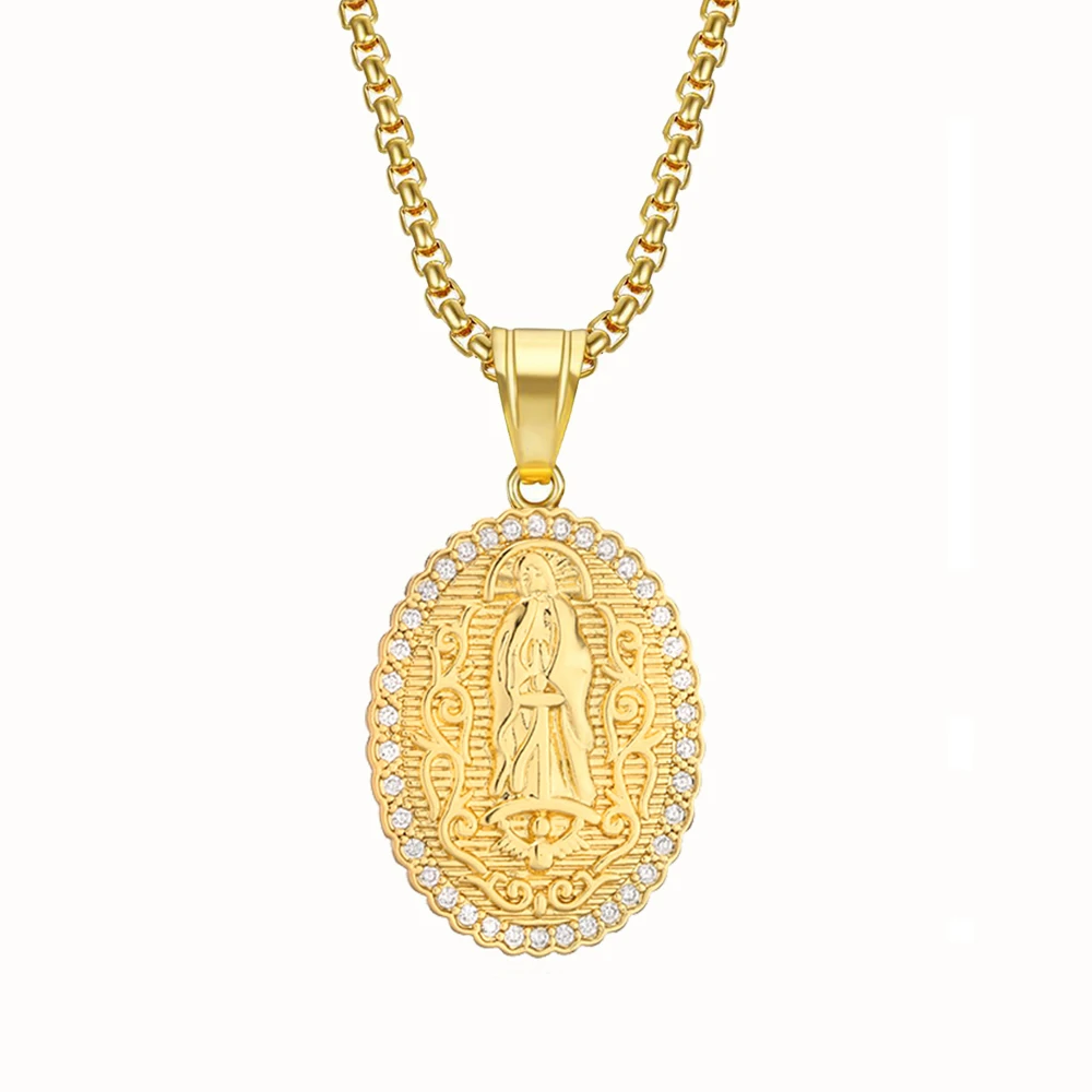 Stainless Steel Virgin Mary Gold Necklaces Pendants For Women 2024 Gold Color Madonna Necklace Religious Christian Jewelry
Stainless Steel Virgin Mary Gold Necklaces Pendants For Women 2024 Gold Color Madonna Necklace Religious Christian Jewelry