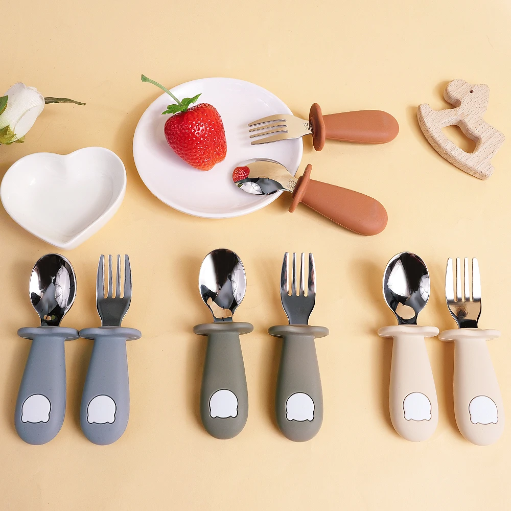 Baby Feeding Solid Food Spoon Fork Set BPA Free Silicone Handle Cartoon Bear Stainless Utensil Children's Tableware
Baby Feeding Solid Food Spoon Fork Set BPA Free Silicone Handle Cartoon Bear Stainless Utensil Children's Tableware