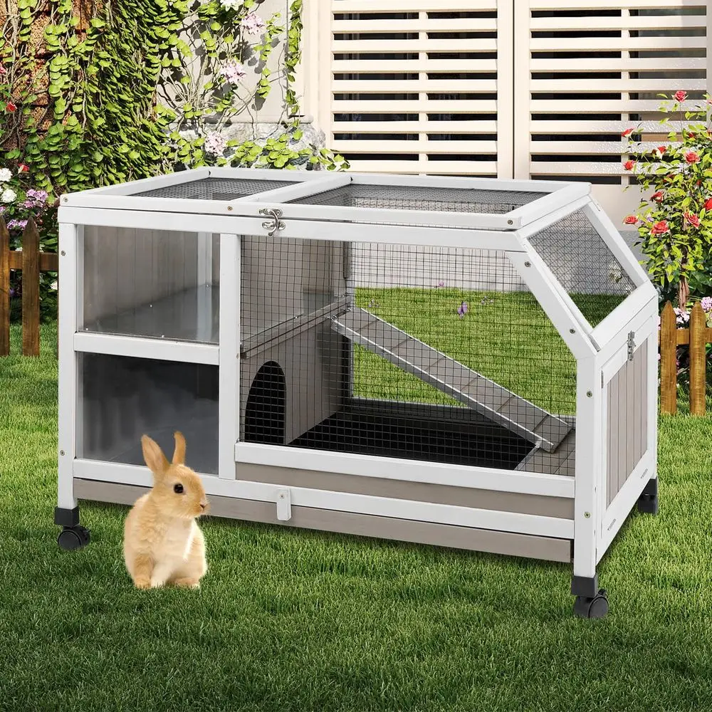 36 Long Wooden Outdoor Rabbit Hutch with Caster Wheels, Removable Tray, Ideal for Guinea Pigs, Rabbits, and Small Animals in Gra
36 Long Wooden Outdoor Rabbit Hutch with Caster Wheels, Removable Tray, Ideal for Guinea Pigs, Rabbits, and Small Animals in Gra