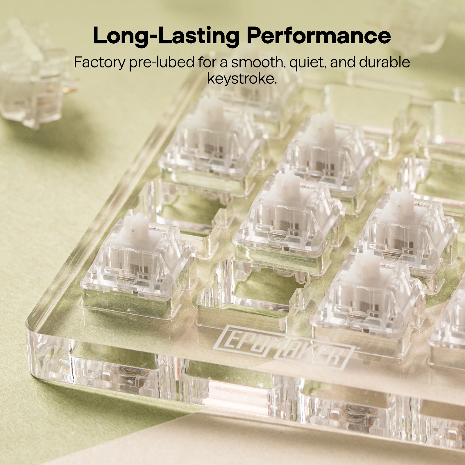 Custom 100Pcs EPOMAKER Crystal Silent Tactile Switches 5 Pin Pre Lubed 35gf Mute for Mechanical Gaming Keyboard MX Compatible
Custom 100Pcs EPOMAKER Crystal Silent Tactile Switches 5 Pin Pre Lubed 35gf Mute for Mechanical Gaming Keyboard MX Compatible