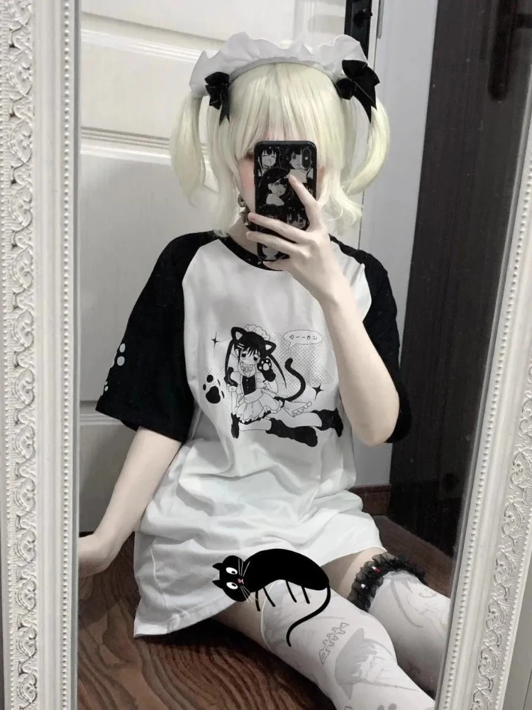 2025 New Summer Japanese Contrast Color Loose Top O Neck Cropped Tops Women's Short Sleeve Y2k Aesthetic Kawaii Girl Print Tees
2025 New Summer Japanese Contrast Color Loose Top O Neck Cropped Tops Women's Short Sleeve Y2k Aesthetic Kawaii Girl Print Tees