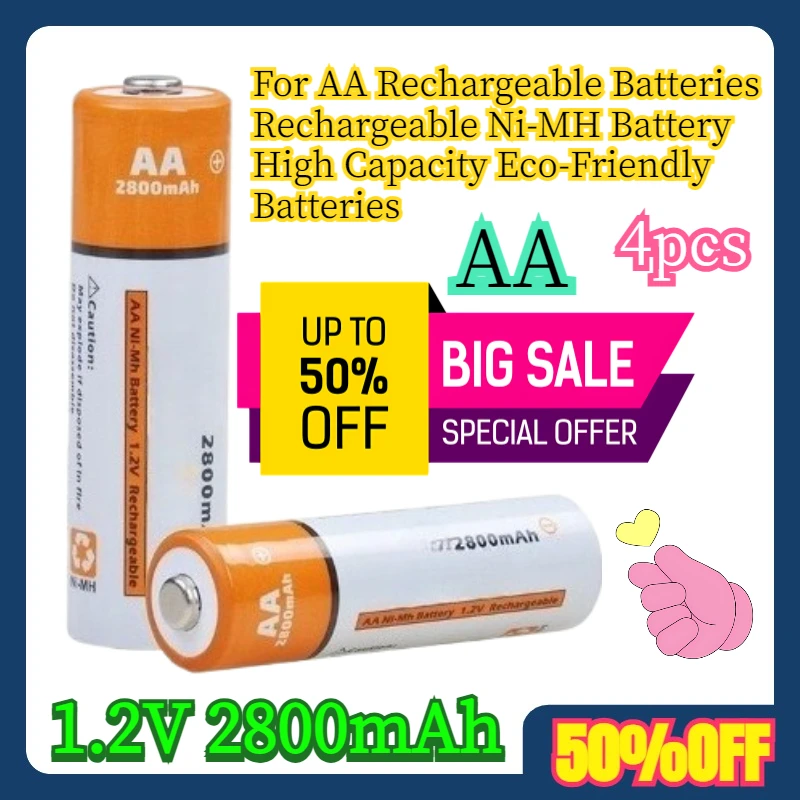 4pcs For AA Rechargeable Batteries AA Rechargeable Ni-MH Battery 1.2V 2800mAh High Capacity Eco-Friendly Batteries
4pcs For AA Rechargeable Batteries AA Rechargeable Ni-MH Battery 1.2V 2800mAh High Capacity Eco-Friendly Batteries