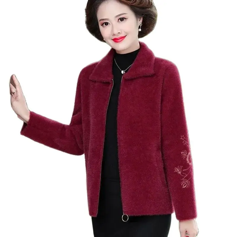 Women's Woolen Coat High-end Imitation Mink Velvet Jacket Autumn Winter Clothes Middle-Aged Elderly Female Outerwear Tops 2023
Women's Woolen Coat High-end Imitation Mink Velvet Jacket Autumn Winter Clothes Middle-Aged Elderly Female Outerwear Tops 2023