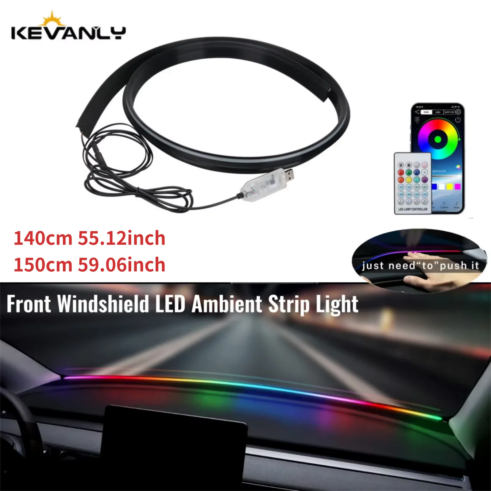 Universal Front Windshield LED Ambient Strip Light 150cm Car RGB USB APP Control Remote Symphony Lamp Cars Accessories For Tesla
Universal Front Windshield LED Ambient Strip Light 150cm Car RGB USB APP Control Remote Symphony Lamp Cars Accessories For Tesla