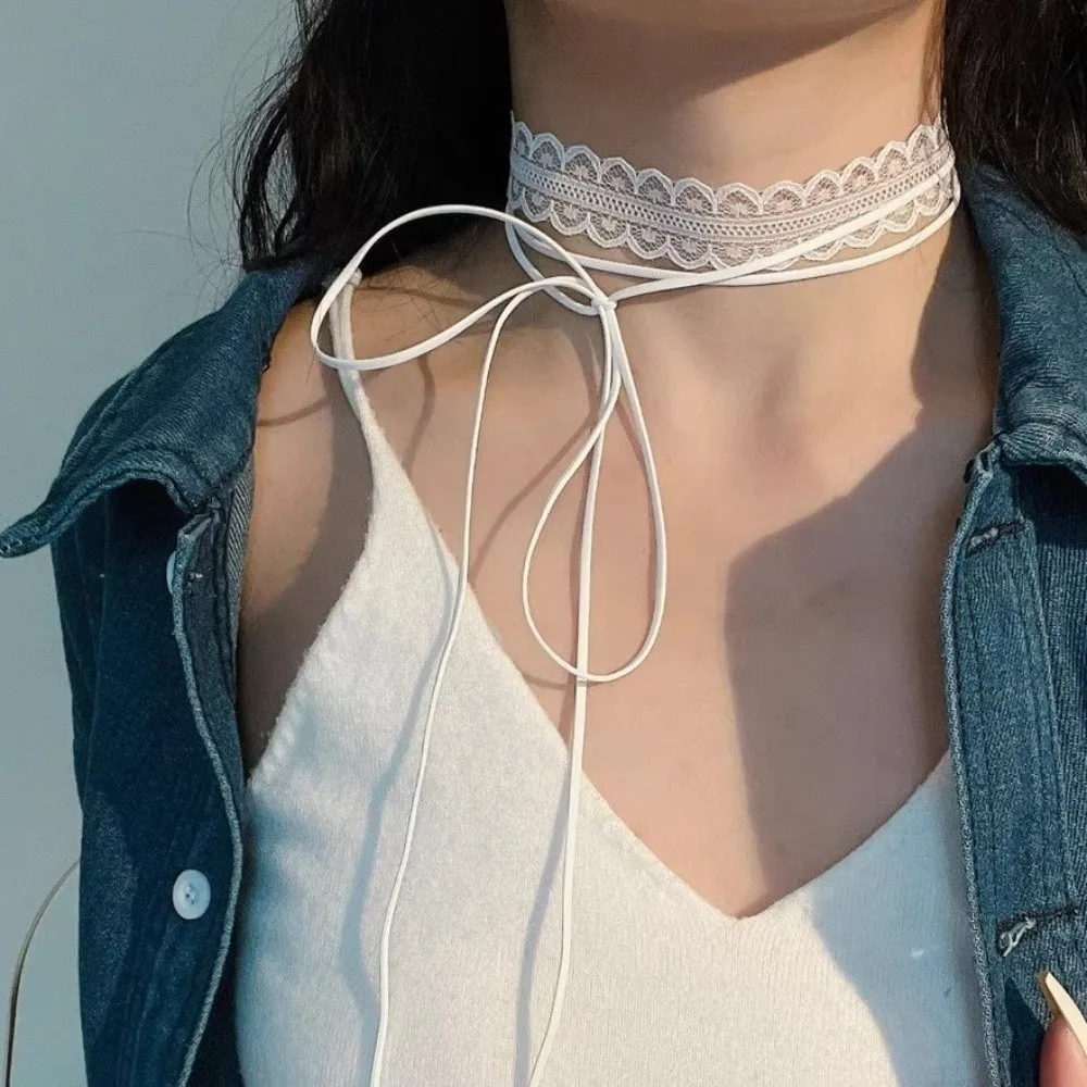 New Gothic Lace Choker Necklace Stacked Layered Design Clavicle Chain Y2k Ballet Style Silk Scarf Jewelry
New Gothic Lace Choker Necklace Stacked Layered Design Clavicle Chain Y2k Ballet Style Silk Scarf Jewelry