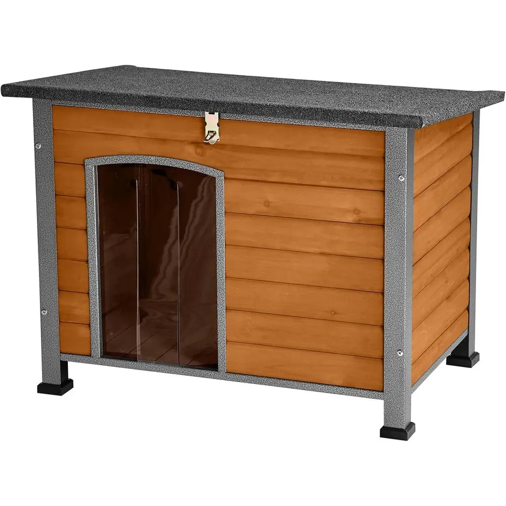Weatherproof Outdoor Dog House - Wooden Pet Shelter, 33.5L x 22W x 25.2H, Brown
Weatherproof Outdoor Dog House - Wooden Pet Shelter, 33.5L x 22W x 25.2H, Brown