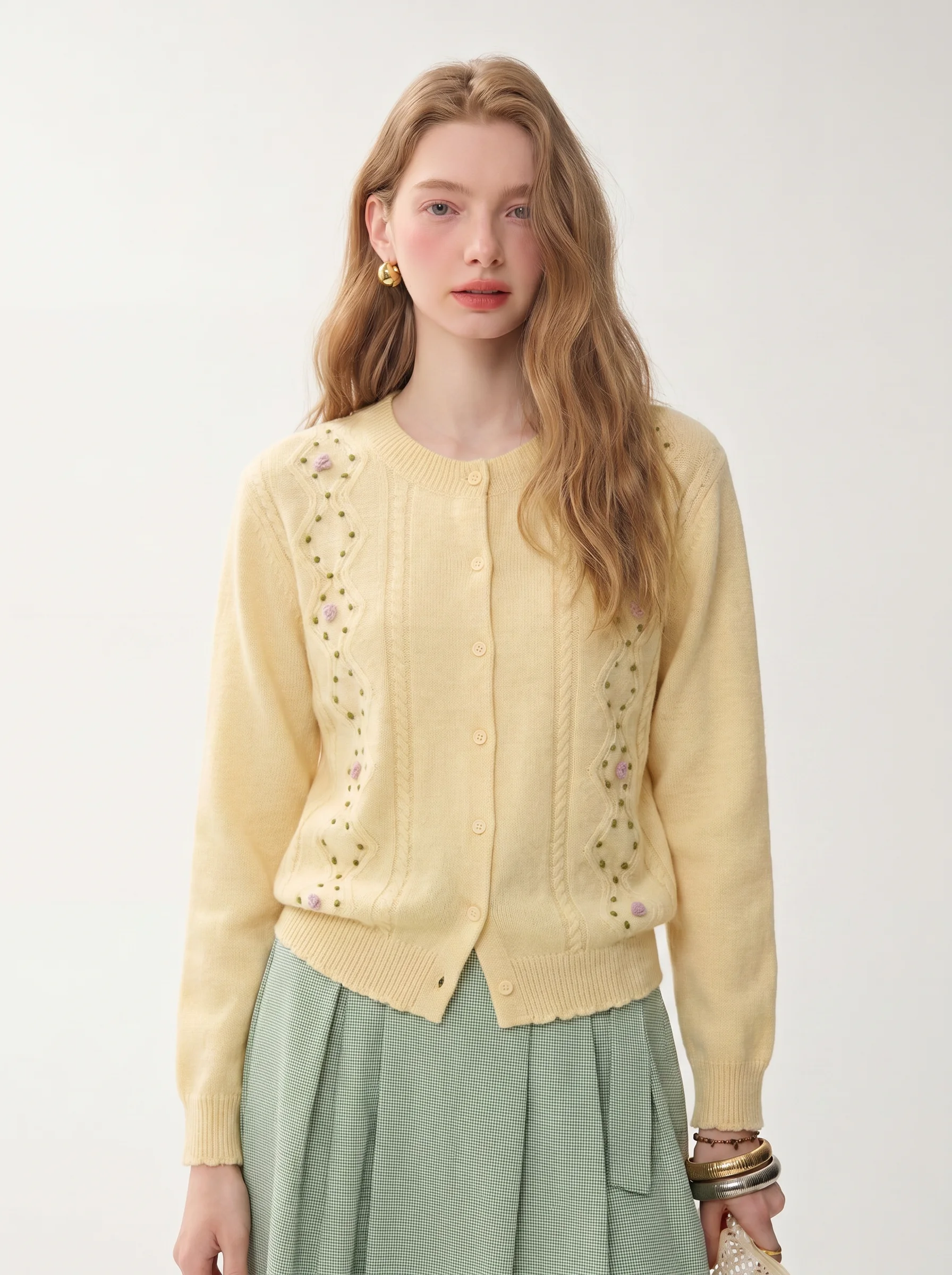 Soft Yellow Retro Diamond Knitted Open Cardigan Women's Fashion Spring Autumn Sweater Jacket Comfortable Long Sleeve round Neck
Soft Yellow Retro Diamond Knitted Open Cardigan Women's Fashion Spring Autumn Sweater Jacket Comfortable Long Sleeve round Neck