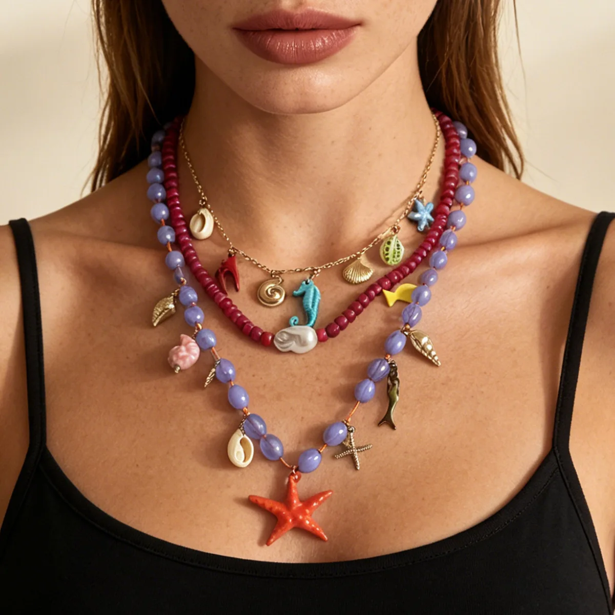 ZAA Starfish Charm Necklace for Women's Colorful Beaded Starfish Shell Pendant Necklace Summer Beach Vacation Jewelry
ZAA Starfish Charm Necklace for Women's Colorful Beaded Starfish Shell Pendant Necklace Summer Beach Vacation Jewelry