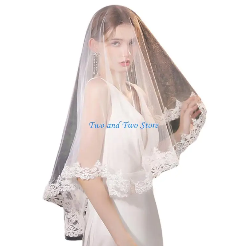 HX6F Lace Flower Trim Veil Chapel Length Wedding Veil Bridal Photography Accessories
HX6F Lace Flower Trim Veil Chapel Length Wedding Veil Bridal Photography Accessories
