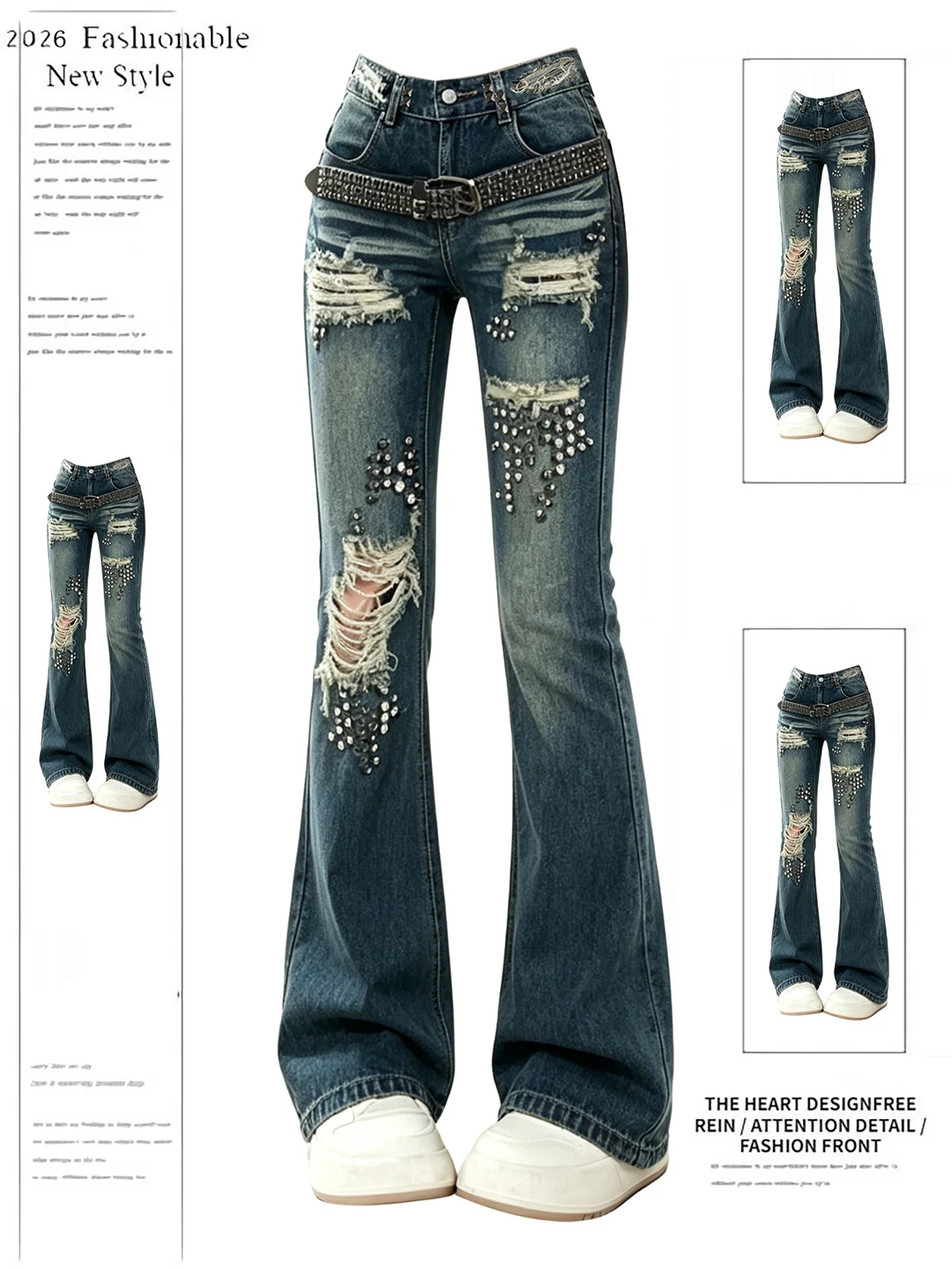 Retro American Style Spliced Vintage Jeans Women's High Waist Bell Bottom Pants Summer New Design Durable Soft Denim Blue
Retro American Style Spliced Vintage Jeans Women's High Waist Bell Bottom Pants Summer New Design Durable Soft Denim Blue