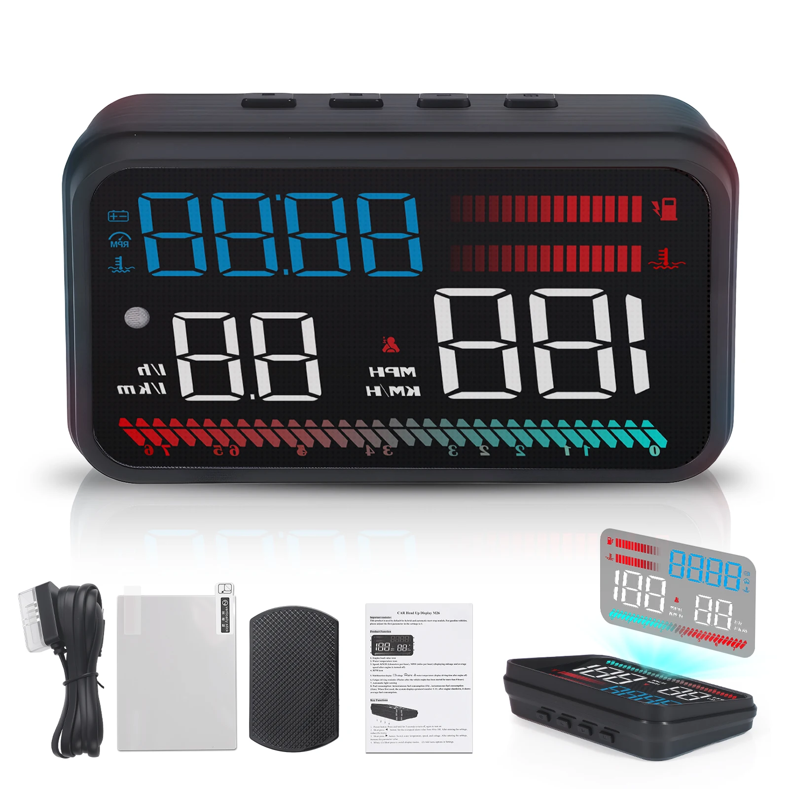 TFT LCD Color Screen Car Head Up Display P16 OBD2 Digital Speedometer RPM Voltage Turbo Pressure Oil Temp Time Gauge For Auto
TFT LCD Color Screen Car Head Up Display P16 OBD2 Digital Speedometer RPM Voltage Turbo Pressure Oil Temp Time Gauge For Auto