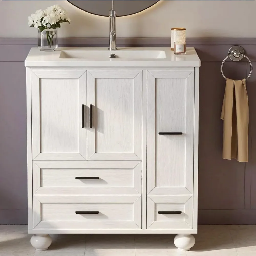 29.5 Inch Modern Freestanding Bathroom Vanity with Undermount Sink Hair Tool Drawer White
29.5 Inch Modern Freestanding Bathroom Vanity with Undermount Sink Hair Tool Drawer White