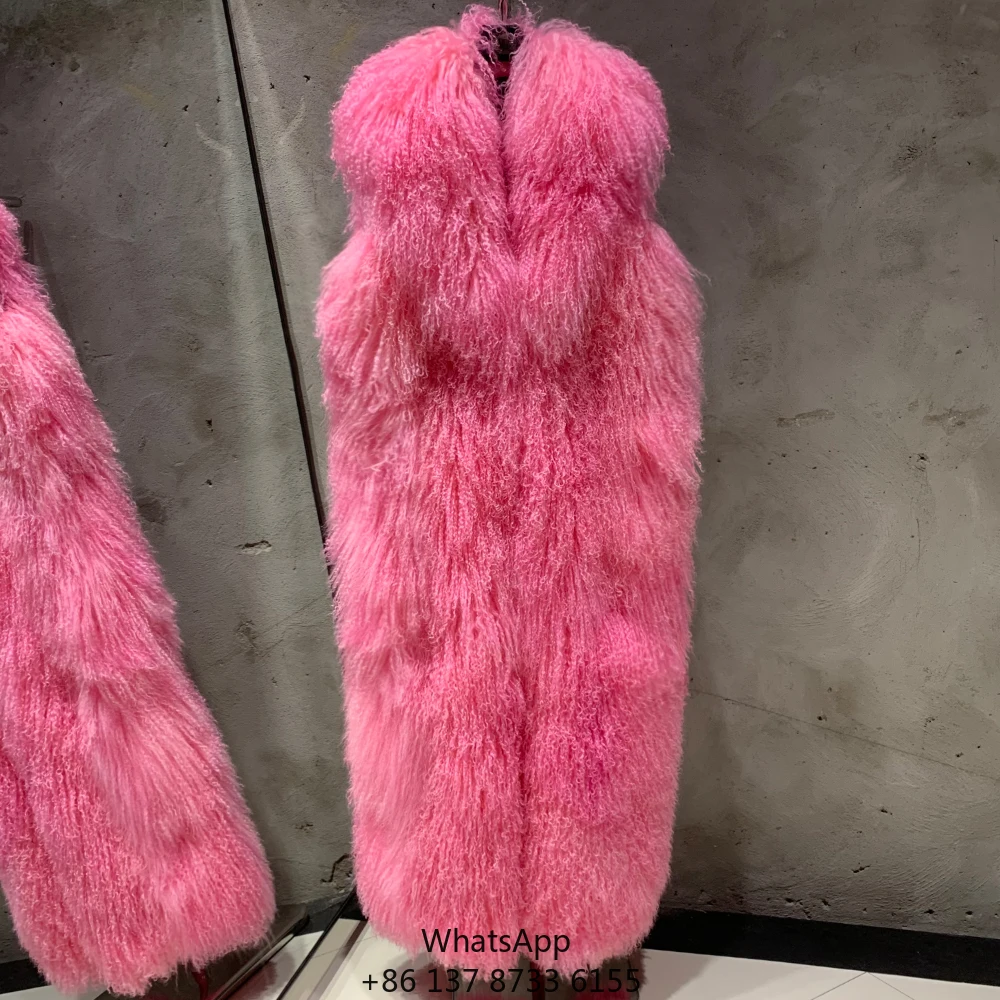 Bright Pink Long Fur Coats 2025 Luxury Real Sheep Fur Vest Mongolian Fur Coat Women
Bright Pink Long Fur Coats 2025 Luxury Real Sheep Fur Vest Mongolian Fur Coat Women