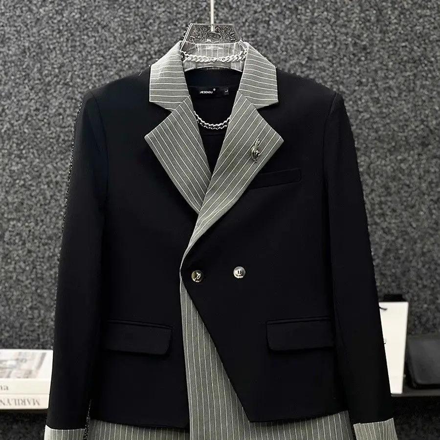 Faionable Briti Stripe Suit Jaet Men's Casual Waistcoat Autumn Spring Stand Fit Youth ular Long Sve Faionable
Faionable Briti Stripe Suit Jaet Men's Casual Waistcoat Autumn Spring Stand Fit Youth ular Long Sve Faionable