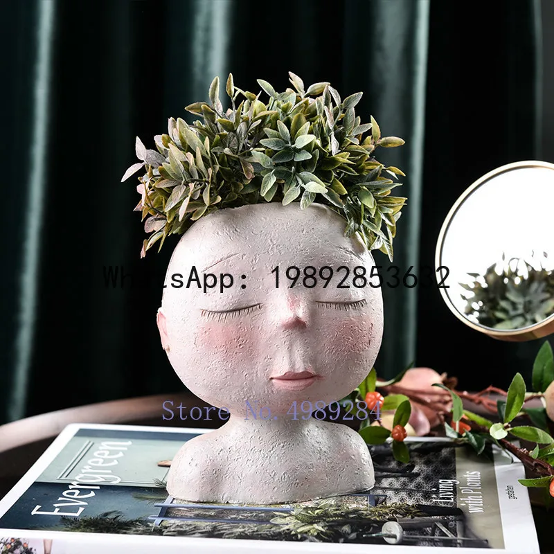 Nordic Creative Resin Human head vase Art flower arrangement Doll sculpture flower pot Potted plant Home garden decoration
Nordic Creative Resin Human head vase Art flower arrangement Doll sculpture flower pot Potted plant Home garden decoration