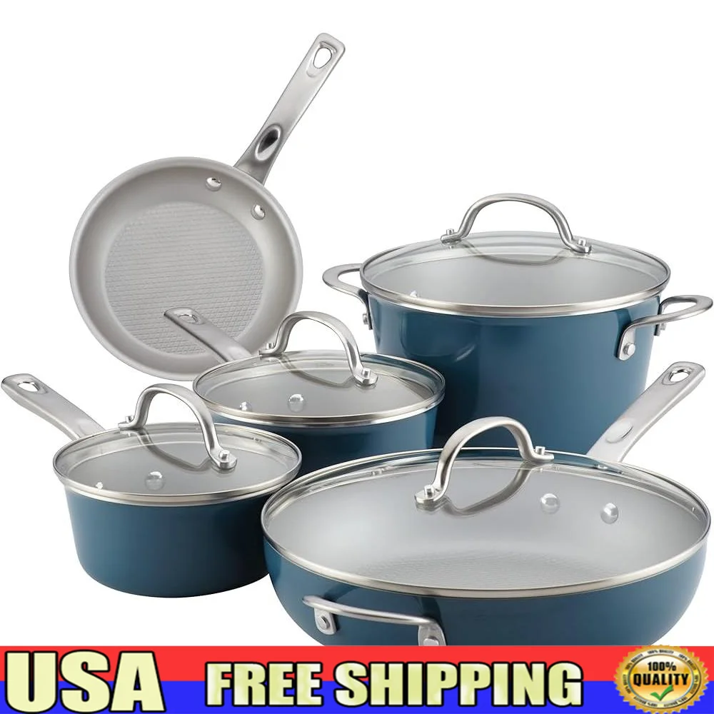 Nonstick Cookware Pots and Pans Set 9 Piece Aluminum Kitchen Essentials Durable Heat Resistance Easy Cleanup Diamond Nonstick
Nonstick Cookware Pots and Pans Set 9 Piece Aluminum Kitchen Essentials Durable Heat Resistance Easy Cleanup Diamond Nonstick