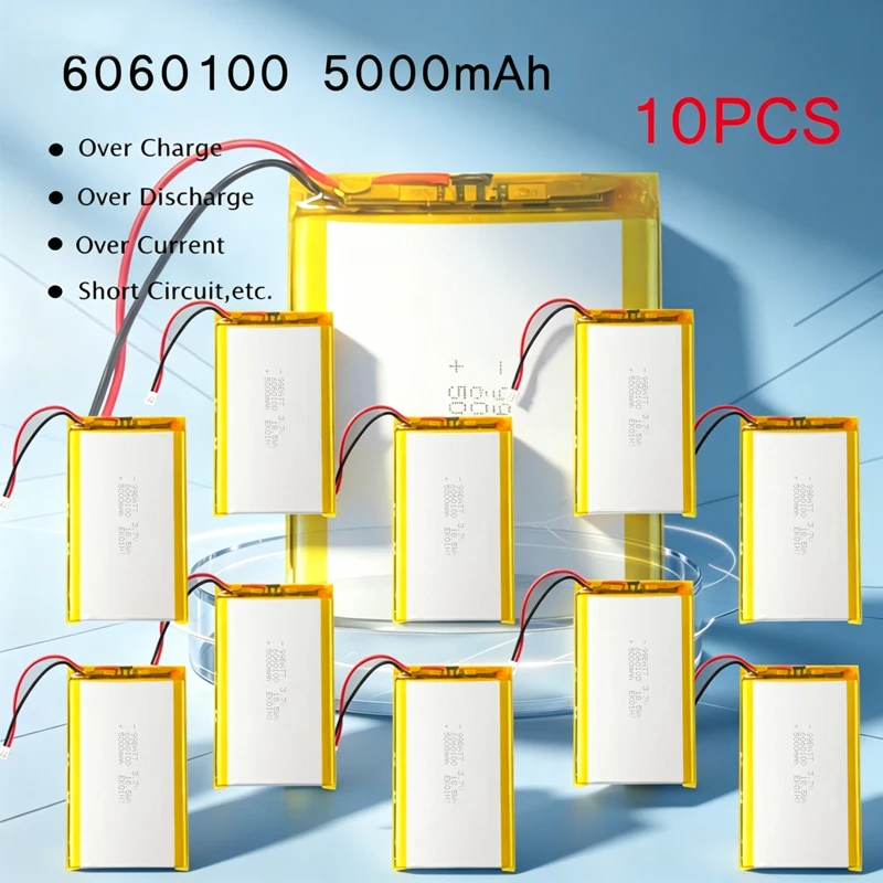 10pcs 6060100 Battery 5000mAh Rechargebale LiPolymer Batteries Ph2.0 for Power Bank Smart Watch Beauty Instrument Electronic Toy
10pcs 6060100 Battery 5000mAh Rechargebale LiPolymer Batteries Ph2.0 for Power Bank Smart Watch Beauty Instrument Electronic Toy
