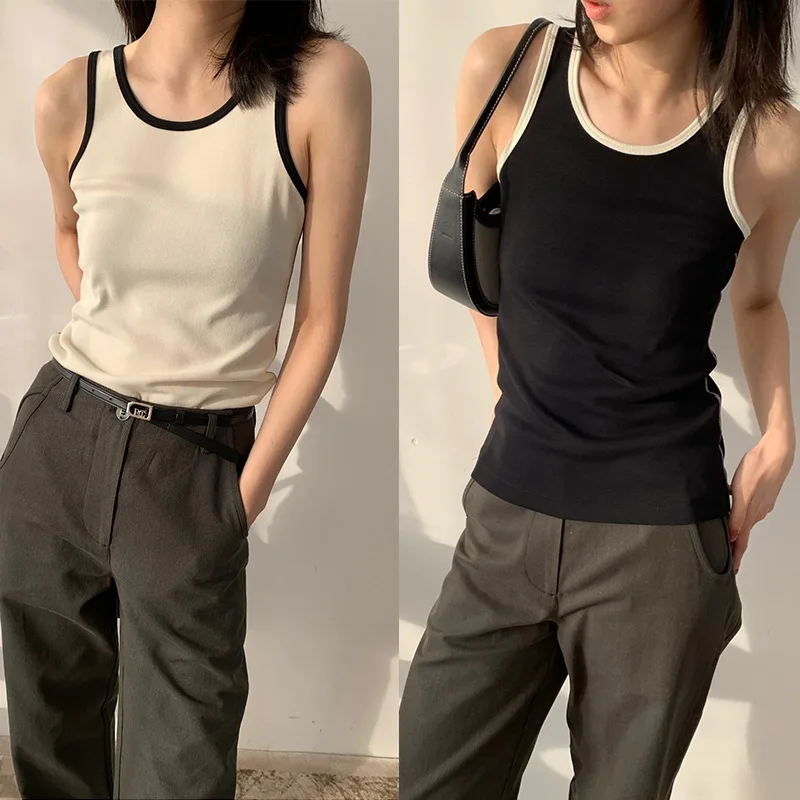 Withered Single On Interior Classic Cotton Contrasting Small Shoulder Threaded Vest Elastic Slim Fit Sports Top
Withered Single On Interior Classic Cotton Contrasting Small Shoulder Threaded Vest Elastic Slim Fit Sports Top