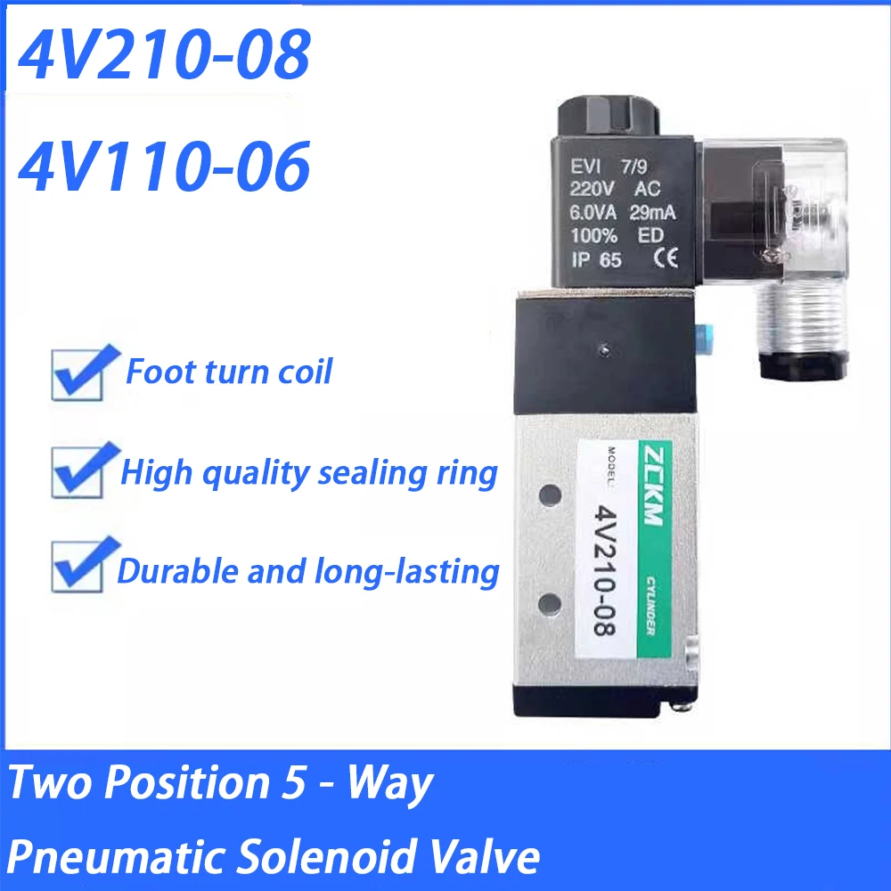 1Pcs Two Position 5 - Way Pneumatic Solenoid Valve 4V210-08 4V110-06 With Dual Voltage DC24V/AC220V And 8mm Fittings Cylinder
1Pcs Two Position 5 - Way Pneumatic Solenoid Valve 4V210-08 4V110-06 With Dual Voltage DC24V/AC220V And 8mm Fittings Cylinder