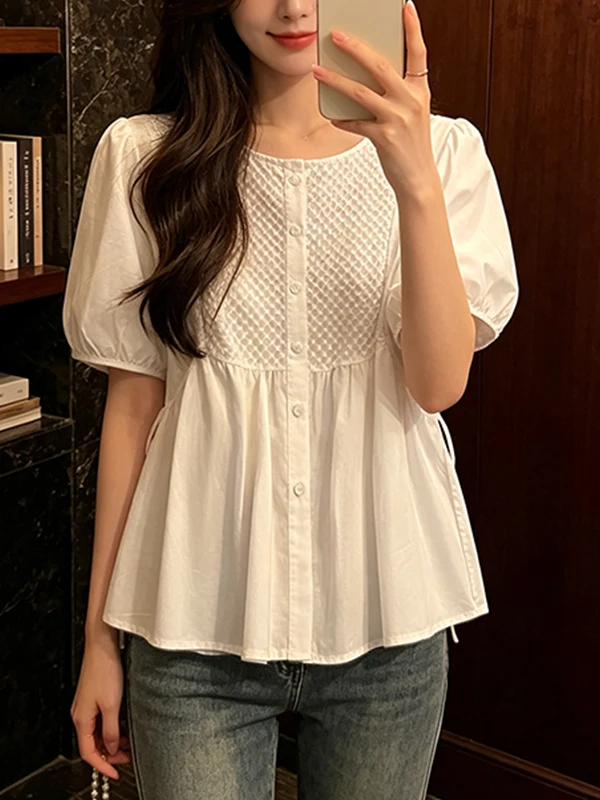 plus Size Summer New Korean Style Women's Shirt Slimming Short Sleeve Loose Doll Top round Neck Open Cardigan Blouse
plus Size Summer New Korean Style Women's Shirt Slimming Short Sleeve Loose Doll Top round Neck Open Cardigan Blouse