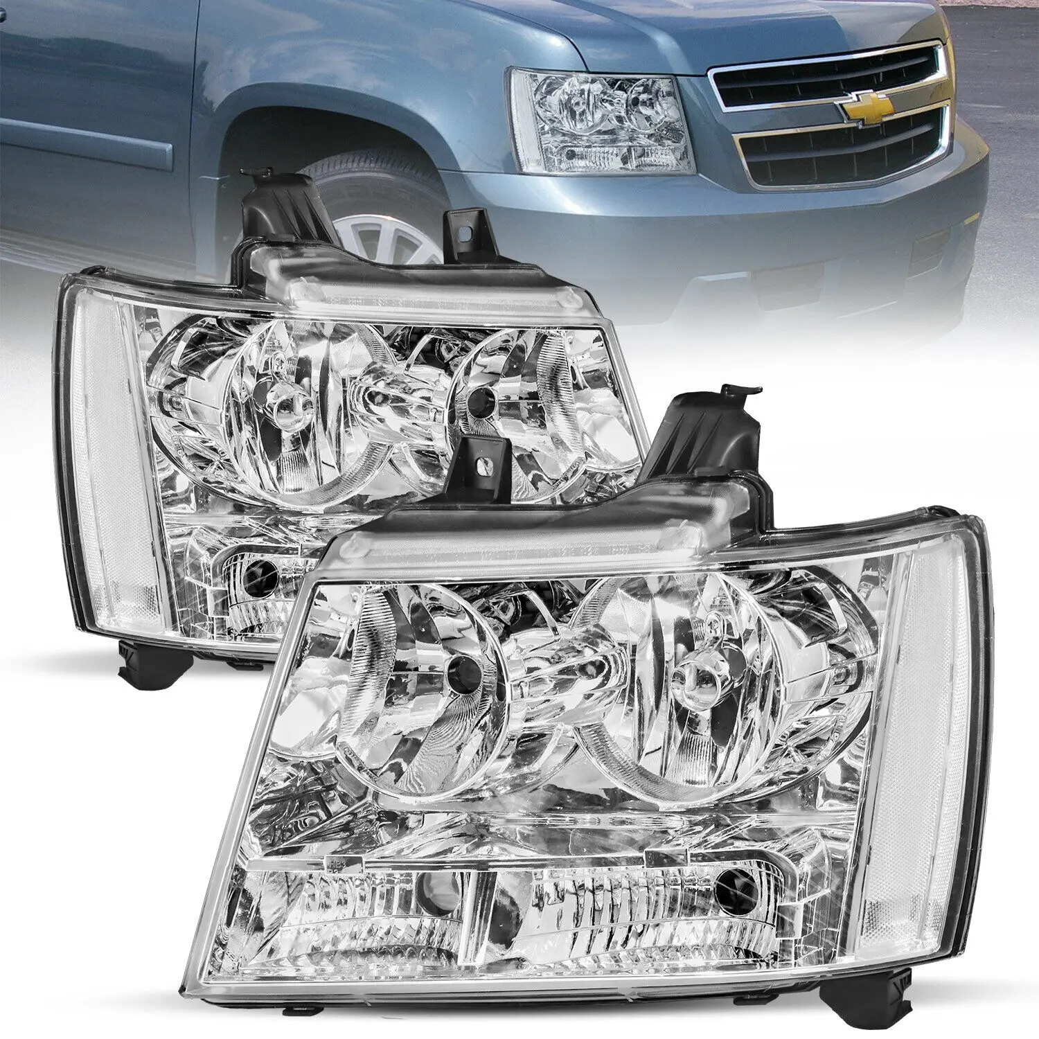 Pair Front Chrome Headlight Assembly For 2007-2013 Chevy Avalanche Suburban 1500 2500
Pair Front Chrome Headlight Assembly For 2007-2013 Chevy Avalanche Suburban 1500 2500