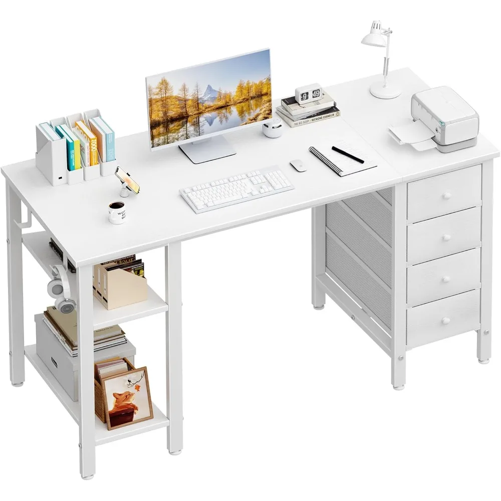 White Desk with Drawers & Storage Shelves, 47 Inch Study Work Writing Desk for Home Office Bedroom, Simple Modern Cute PC Compu
White Desk with Drawers & Storage Shelves, 47 Inch Study Work Writing Desk for Home Office Bedroom, Simple Modern Cute PC Compu