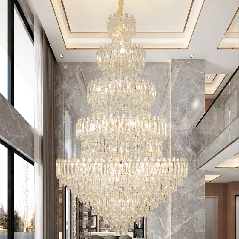 Luxury Multi-layer Crystal Chandelier Gold Grand Pendant Light Duplex Villa Living Room Lighting Royal Home Decor Lamp
Luxury Multi-layer Crystal Chandelier Gold Grand Pendant Light Duplex Villa Living Room Lighting Royal Home Decor Lamp