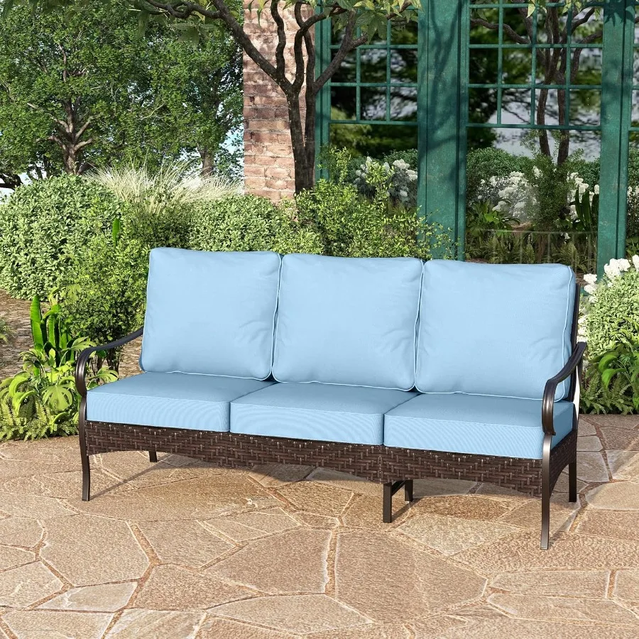 Плетеный металлический уличный диван для патио, 3-местный диван для патио с глубокими сиденьями для переднего крыльца, террасы, балкона, заднего двора, солнечной комнаты, синий, прочный
Плетеный металлический уличный диван для патио, 3-местный диван для патио с глубокими сиденьями для переднего крыльца, террасы, балкона, заднего двора, солнечной комнаты, синий, прочный