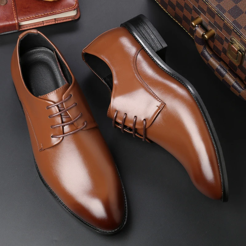 Mens Breathable Leather Dress Shoes Formal Business Footwear Pointed Toe Lace Up Flat Sole Groom Wedding Shoes Simple Leisure
Mens Breathable Leather Dress Shoes Formal Business Footwear Pointed Toe Lace Up Flat Sole Groom Wedding Shoes Simple Leisure
