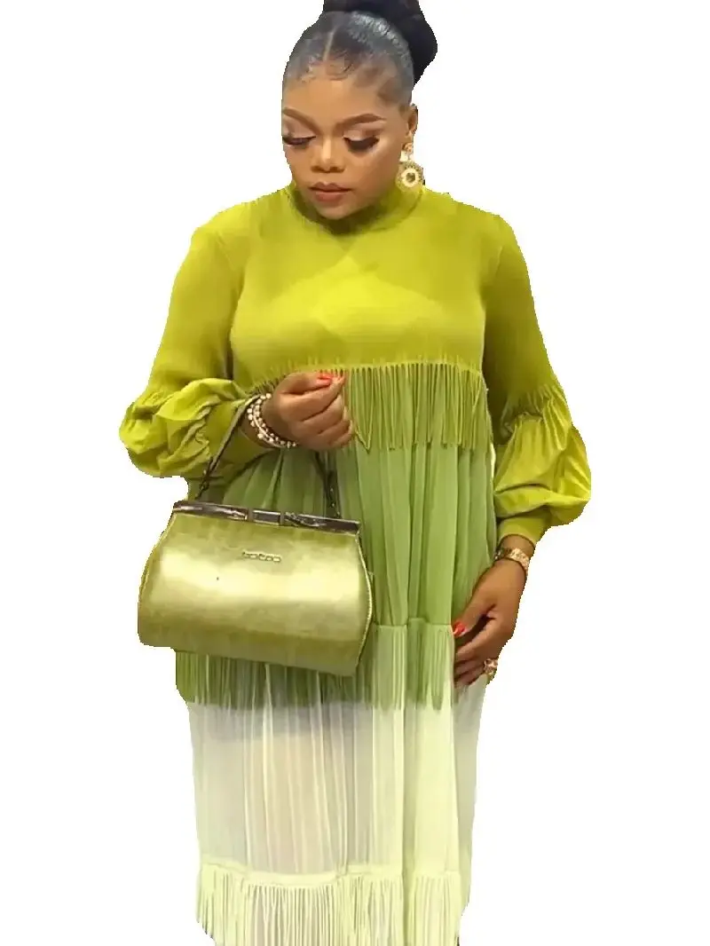 2025 Fashion Lantern Sleeves Loose Slim Tassel Long Skirt Patchwok Color Block Dress For Women Pleated Puff Sleeve Mid-calf Dres
2025 Fashion Lantern Sleeves Loose Slim Tassel Long Skirt Patchwok Color Block Dress For Women Pleated Puff Sleeve Mid-calf Dres