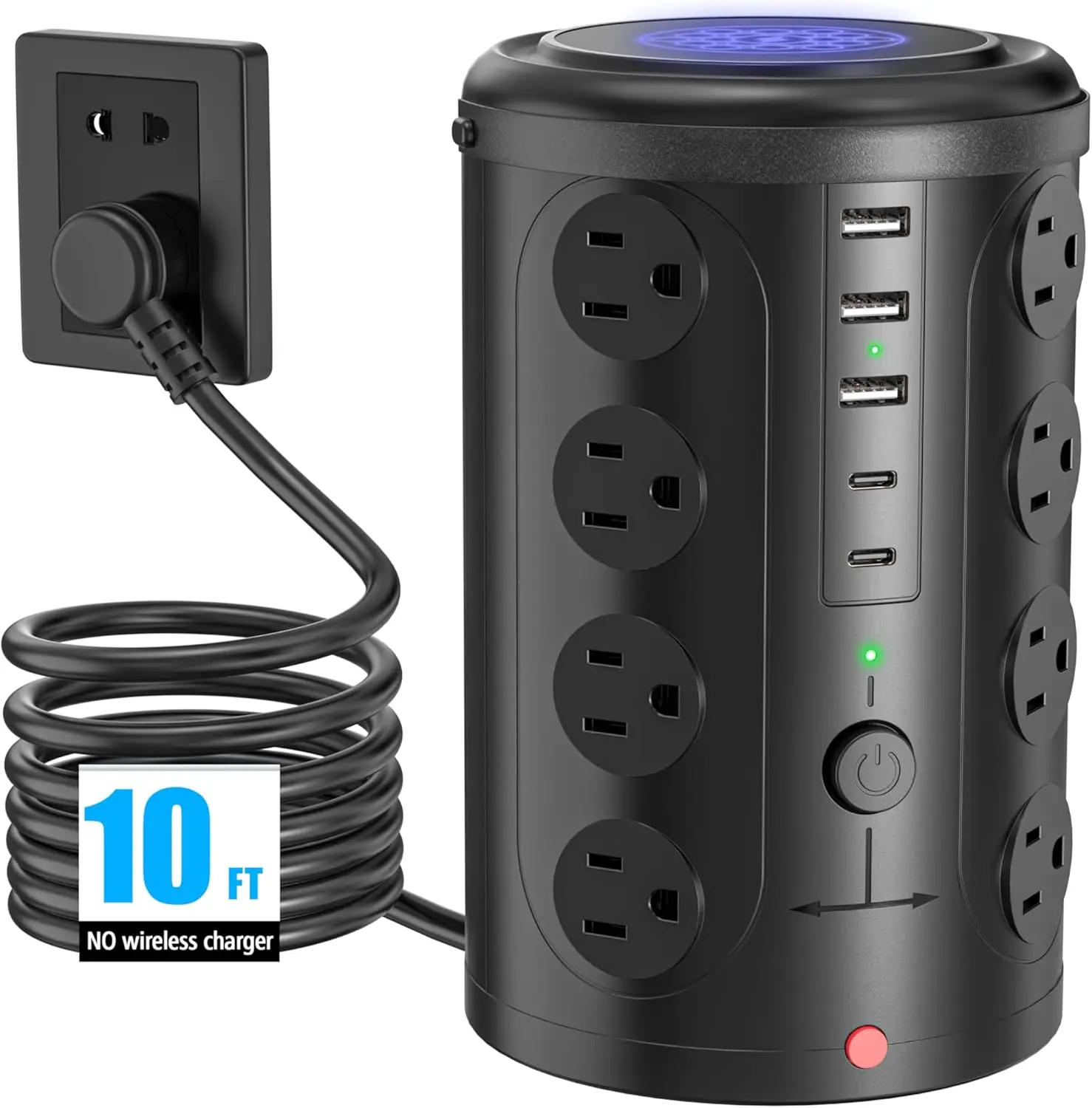Power Strip Surge Protector Tower with 16 Outlets and 5 USB Ports (2 USB-C), 10ft Extension Cord, Flat Plug, Charging Station
Power Strip Surge Protector Tower with 16 Outlets and 5 USB Ports (2 USB-C), 10ft Extension Cord, Flat Plug, Charging Station