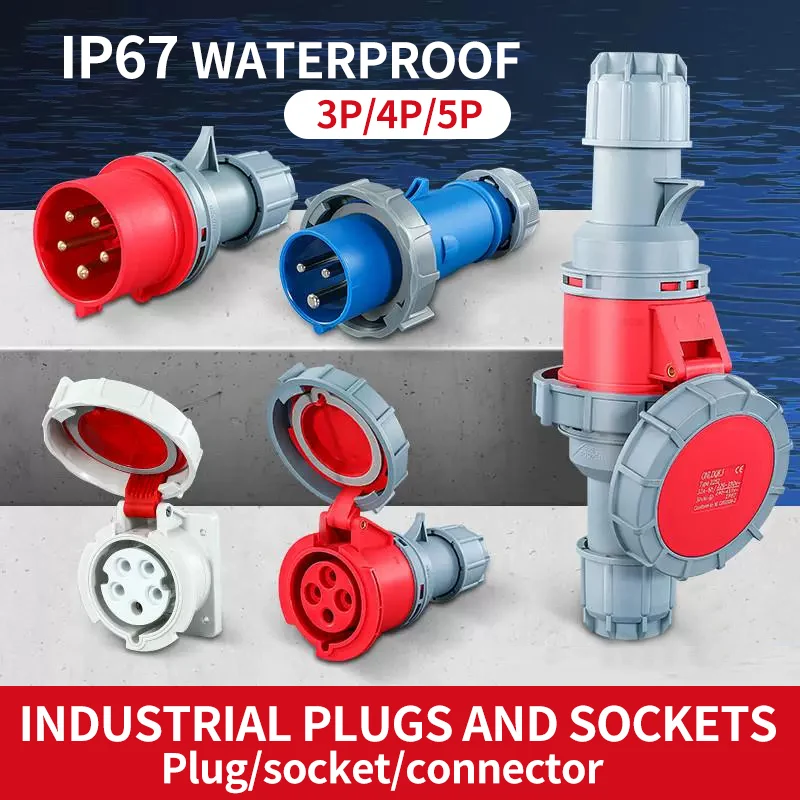 Industrial Plug and Socket 3P/4P/5Pin Electrical Connector 16A 32A IP67waterproof Wall Mounted Socket MALE FEMALE 220V 380V
Industrial Plug and Socket 3P/4P/5Pin Electrical Connector 16A 32A IP67waterproof Wall Mounted Socket MALE FEMALE 220V 380V