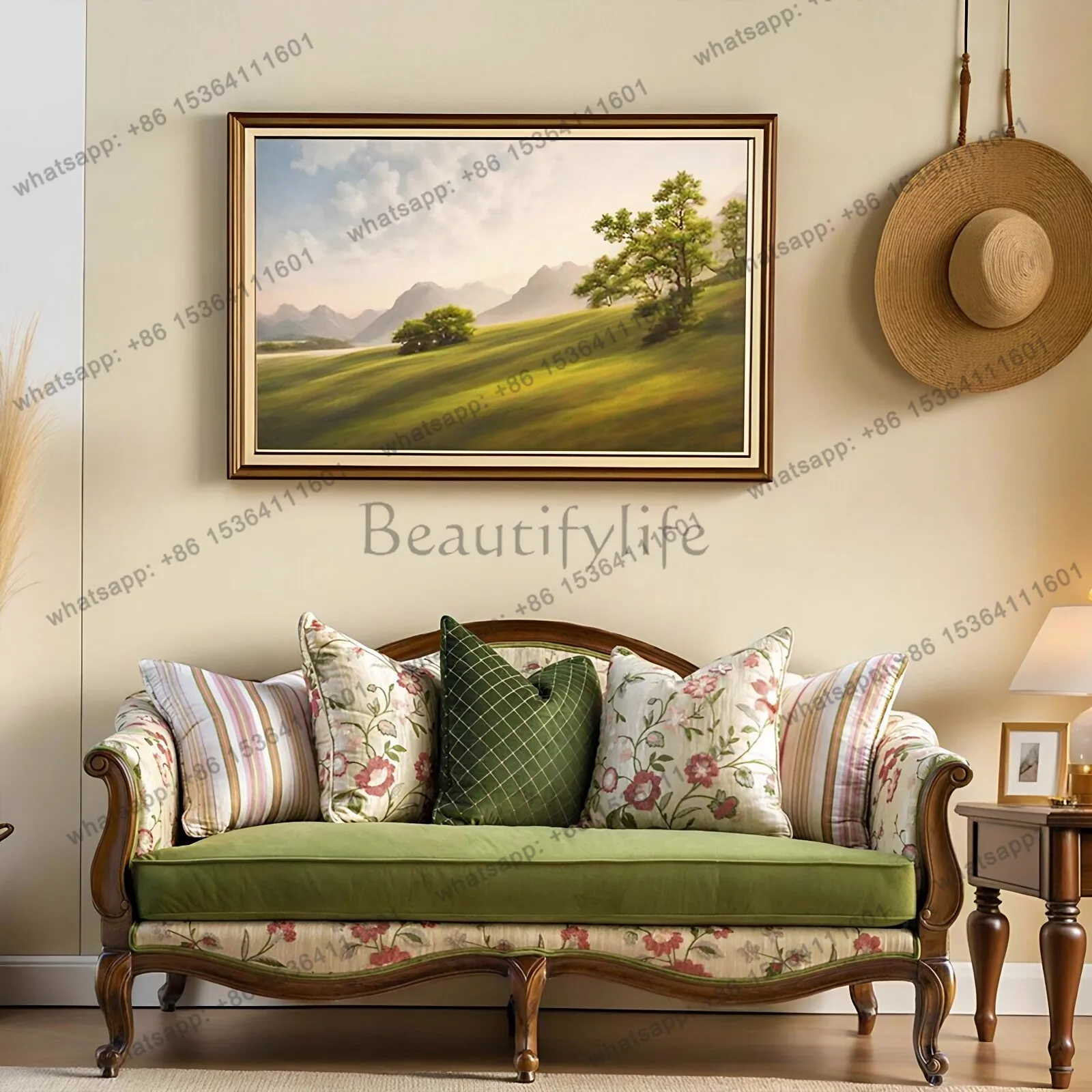 French retro solid wood carving flower sofa pastoral villa small apartment fabric sofa combination
French retro solid wood carving flower sofa pastoral villa small apartment fabric sofa combination