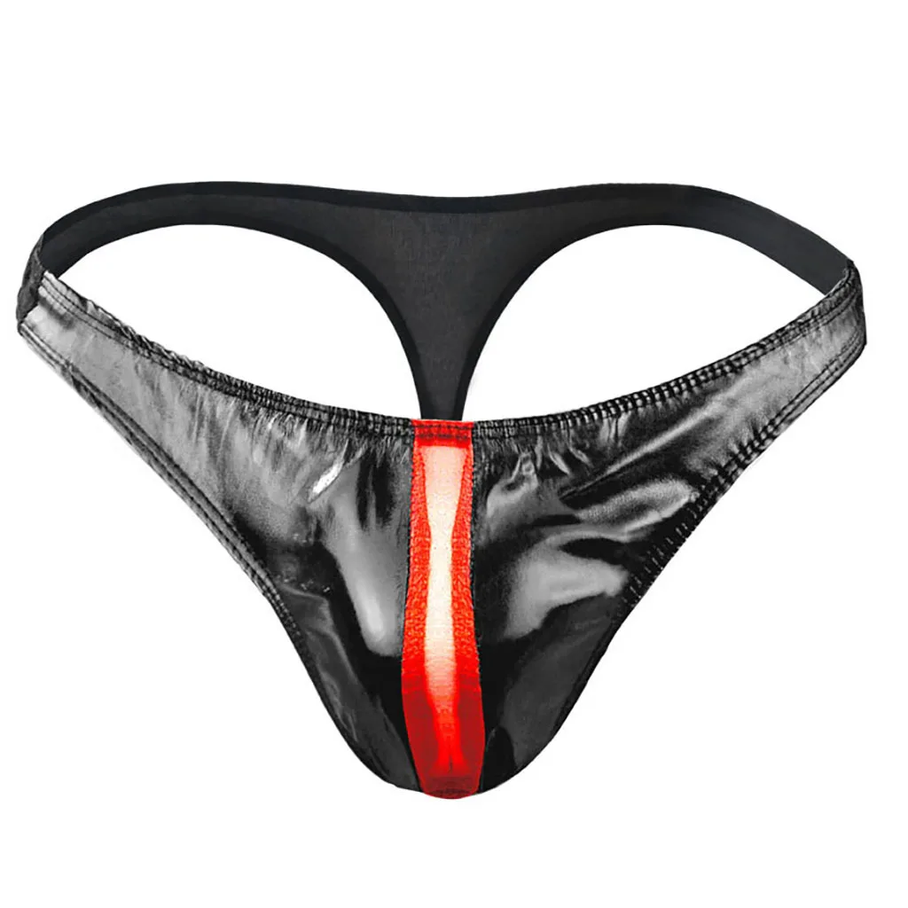 Men's Shiny Faux Leather Thong with Red Mesh Strip, Sexy See-Through T-Back Underwear
Men's Shiny Faux Leather Thong with Red Mesh Strip, Sexy See-Through T-Back Underwear