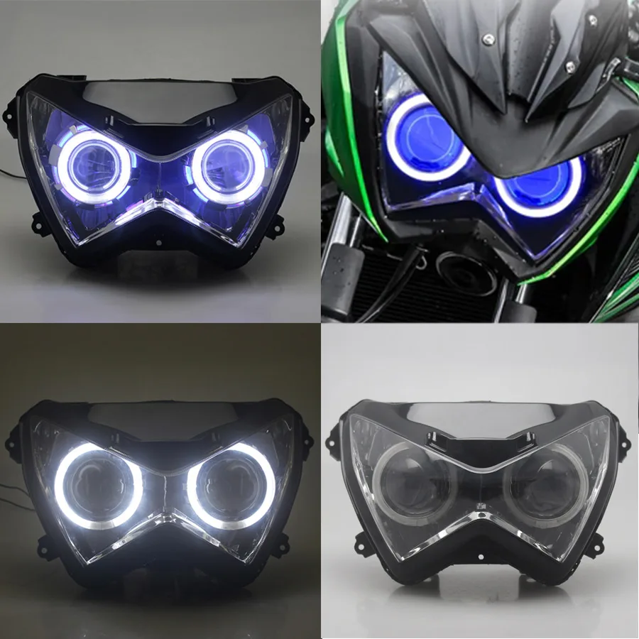 Motorcycle HID Bi-Xenon Headlight Assembly White Angel Eyes Blue Devil For Kawasaki Z800 2013-2016/Z250 2013-2015/Z300 2015 2016
Motorcycle HID Bi-Xenon Headlight Assembly White Angel Eyes Blue Devil For Kawasaki Z800 2013-2016/Z250 2013-2015/Z300 2015 2016