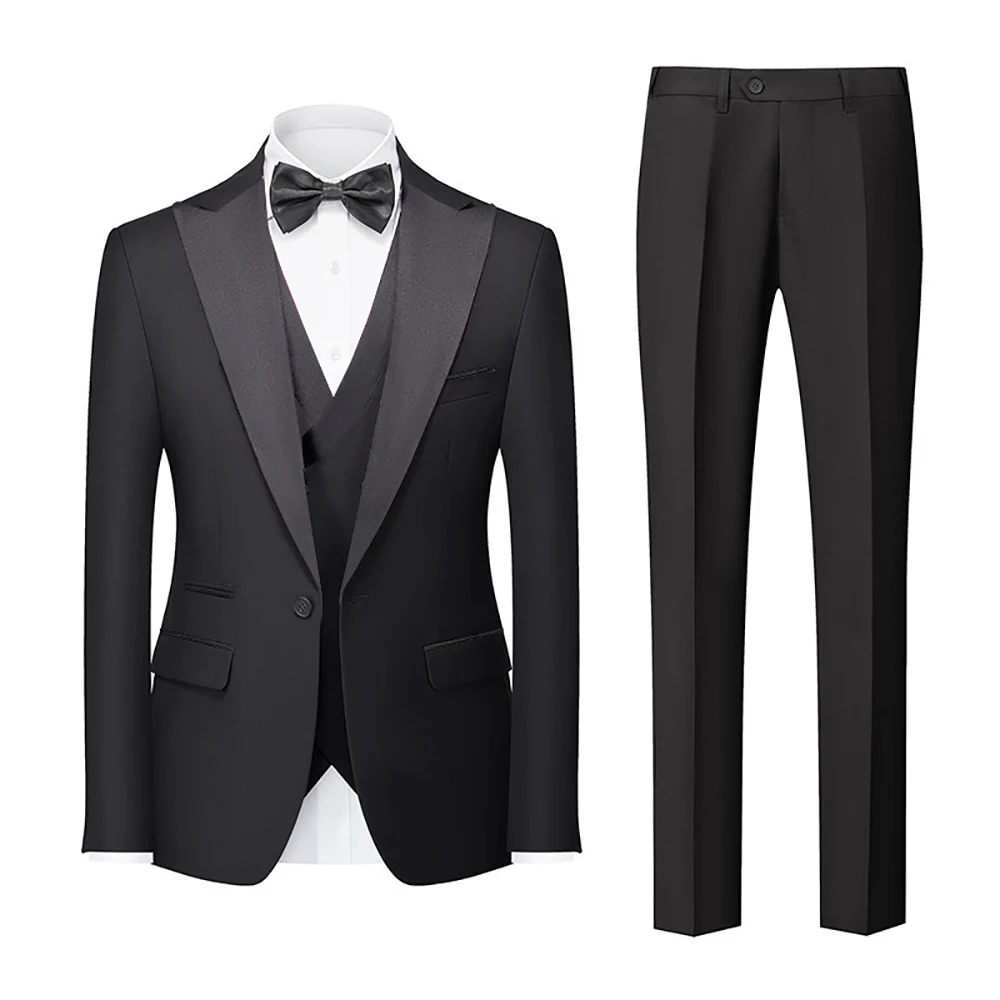 Three-piece men's double slit dress suit new men's suit custom made in a variety of colors
Three-piece men's double slit dress suit new men's suit custom made in a variety of colors