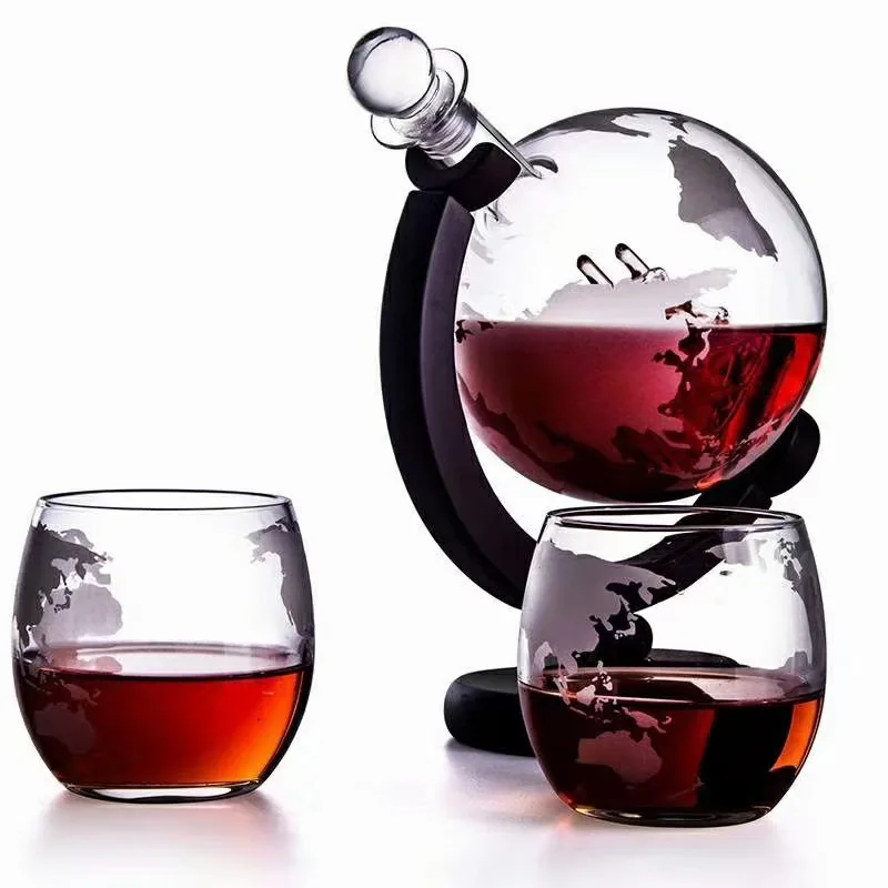 1L Creative Globe Decanter Set with Lead-free Carafe Exquisite Wood-stand and 2 Whisky Glasses Whiskey Decanter Bar Tool
1L Creative Globe Decanter Set with Lead-free Carafe Exquisite Wood-stand and 2 Whisky Glasses Whiskey Decanter Bar Tool